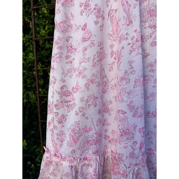 Vintage 70s HOLLY HOBBIE ORIGINAL FABRIC Childs Print Pink Cotton Dress Summer - Picture 6 of 10